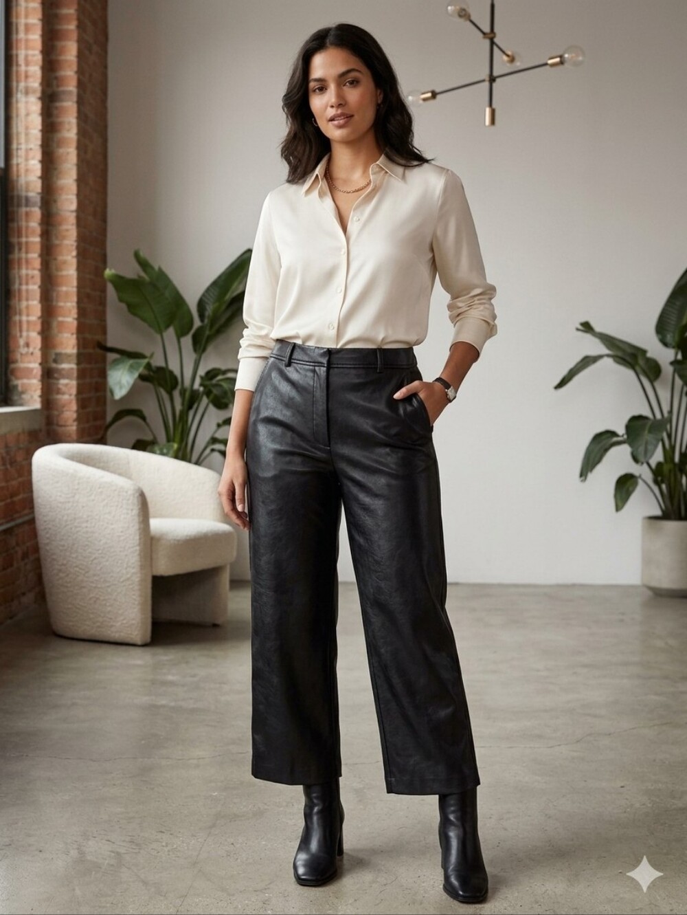Babaton Aritzia Vegan Leather Wide Leg Pants Black Size 14